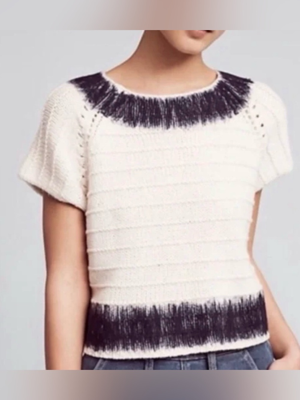 Field Flower Cream Knit Short Sleeve Sweater